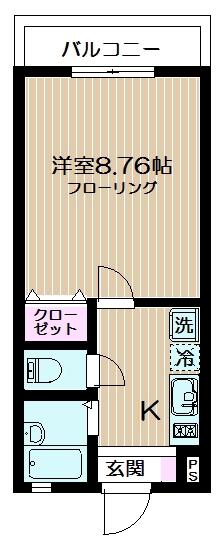 B・キャッスル東大宮(1K/3階)の間取り写真