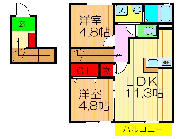第I南レジデンス(2LDK/2階)の間取り写真