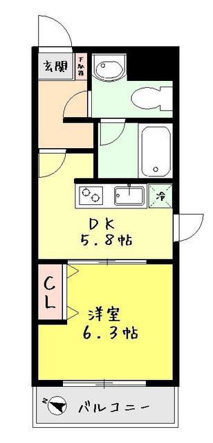 セレステ仙川(1DK/4階)の間取り写真