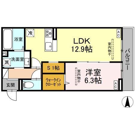 GRAND D-ROOM里山辺(1LDK/2階)の間取り写真