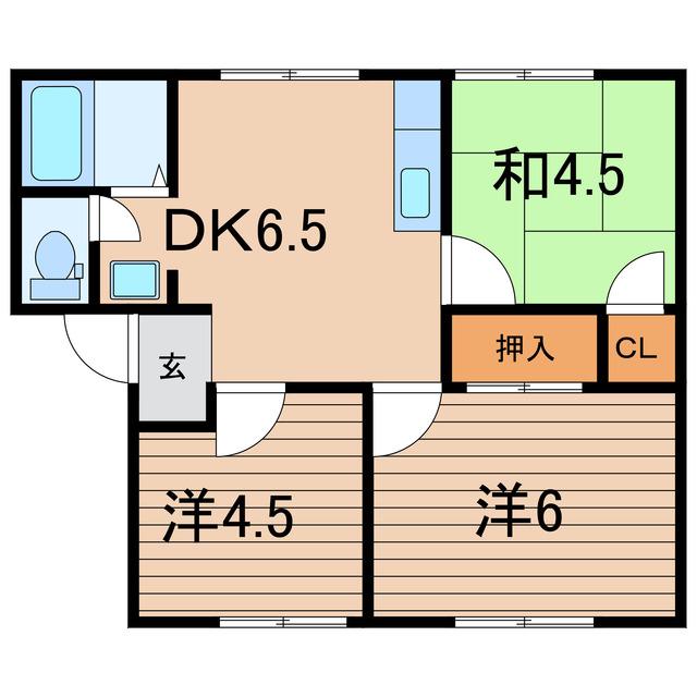 コーポサンピアB棟(3DK/1階)の間取り写真