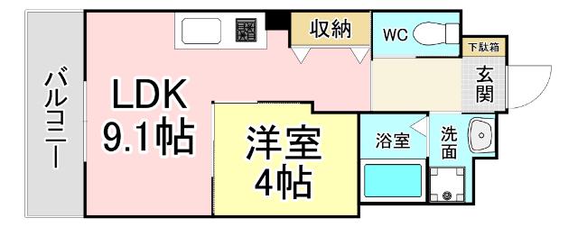 プランタン 伊崎(1LDK/3階)の間取り写真