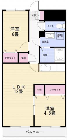 スカイコーポ鴨居(2LDK/1階)の間取り写真