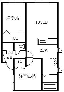 フェリシダ(2LDK/2階)の間取り写真