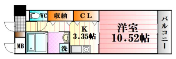 LE CHAT 壱番館(1K/4階)の間取り写真