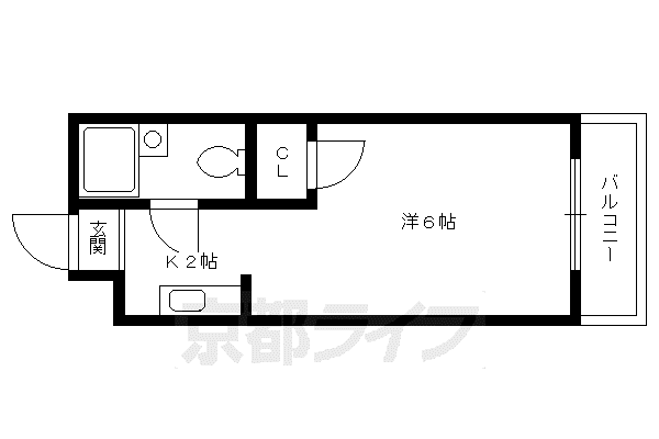 シャトー若草(1K/2階)の間取り写真