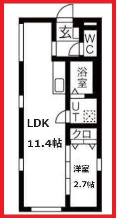 スクエア南千住(1LDK/4階)の間取り写真