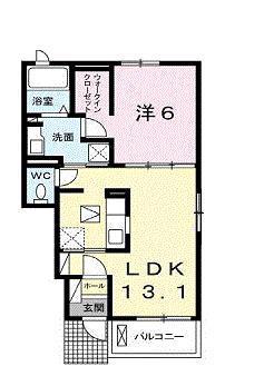 クラール丸亀原田(1LDK/1階)の間取り写真
