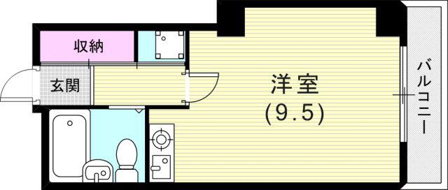 大地グランドハイムV(ワンルーム/6階)の間取り写真