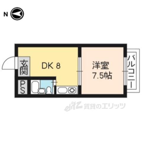 グランディール衣笠(1DK/3階)の間取り写真