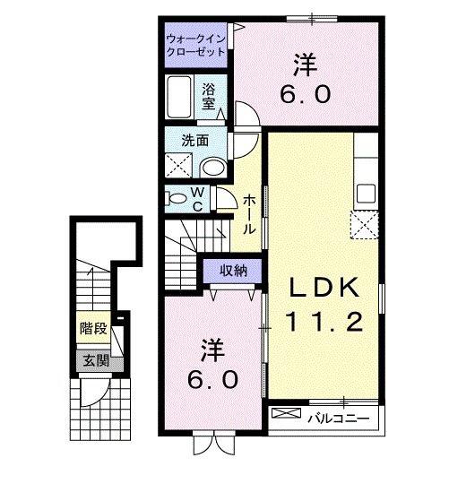 ルーチェラルゴII(2LDK/2階)の間取り写真
