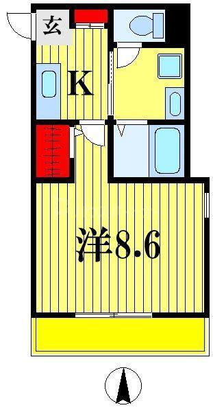 クレフラスト松戸吉井町(1K/1階)の間取り写真