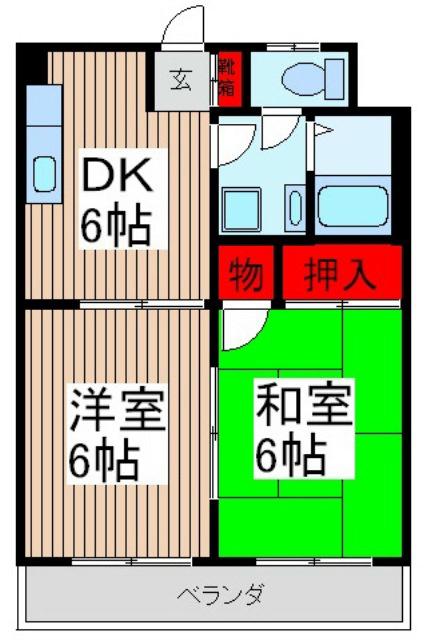 メゾンヒマワリ(2DK/1階)の間取り写真