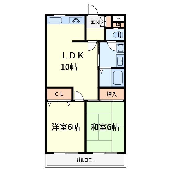 城南パレス(2LDK/2階)の間取り写真
