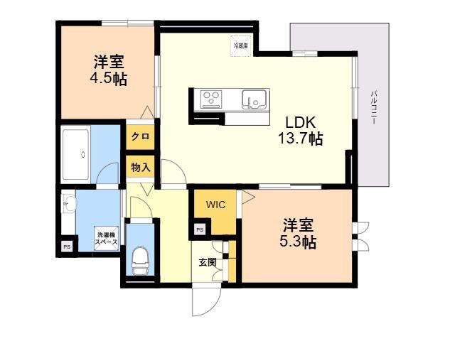 D-RESIDENCE諸岡(2LDK/3階)の間取り写真