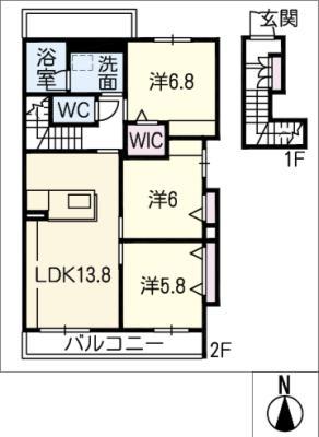 ル・コフレ(3LDK/2階)の間取り写真