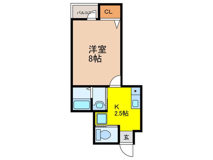 FLAT A(1K/2階)の間取り写真