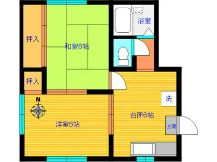 サリックス(2DK/2階)の間取り写真