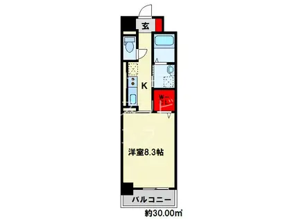 ラインスター三萩野(1K/4階)の間取り写真