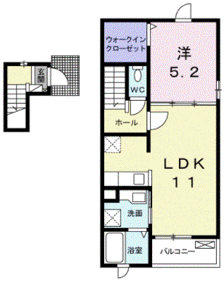 シャルマント・メゾン(1LDK/2階)の間取り写真