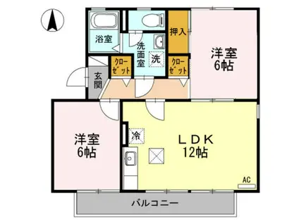 ニューアゼリアA(2LDK/1階)の間取り写真
