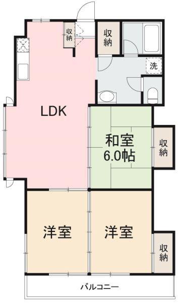 山愛ビル(3LDK/3階)の間取り写真
