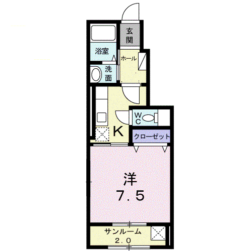 LUCKY HOUSE YOU(1K/1階)の間取り写真