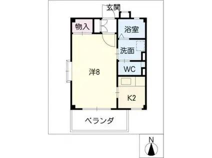 名鉄瀬戸線 尾張旭駅 徒歩16分 3階建 築22年(1K/1階)の間取り写真