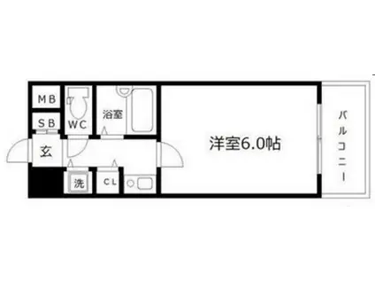 リーガル北梅田(1K/2階)の間取り写真