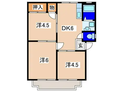 クレアーレ・カザ(3DK/1階)の間取り写真