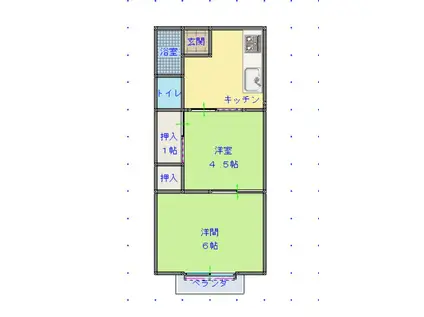 コーポあかぼりB(2K/2階)の間取り写真