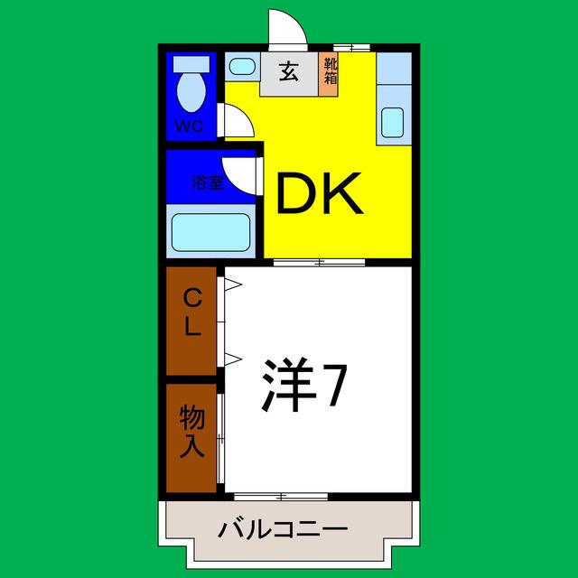 ウッディ藍住(1DK/2階)の間取り写真
