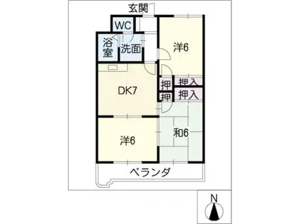 野田マンション(3DK/2階)の間取り写真