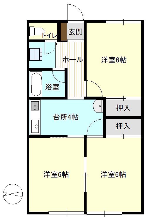 グリーンヒルズ(3K/2階)の間取り写真