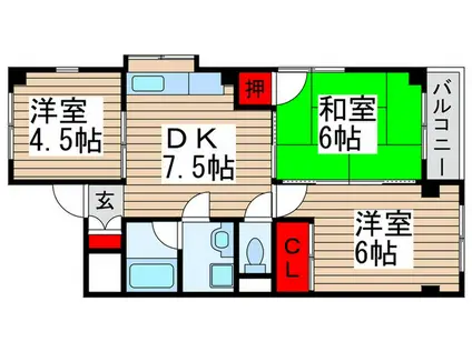 ヨートミクハイム(3DK/1階)の間取り写真
