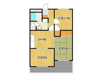 ヴィラつつじヶ崎 B棟(3DK/2階)の間取り写真