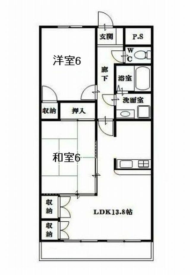 エクセレントピア(2LDK/7階)の間取り写真