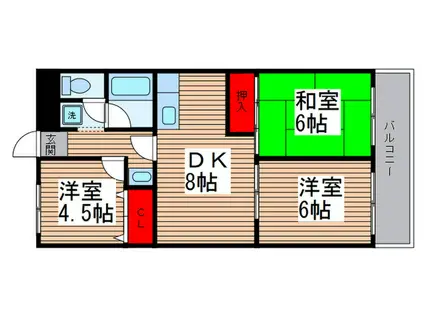 クロシェット松戸(3DK/1階)の間取り写真