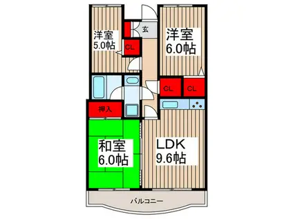 東川口ガーデンプラザ参番館(3LDK/2階)の間取り写真