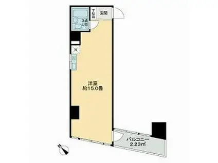 横浜ユニハイム 2階(ワンルーム/2階)の間取り写真