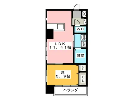 EXE ITAYAMACHI(1LDK/9階)の間取り写真