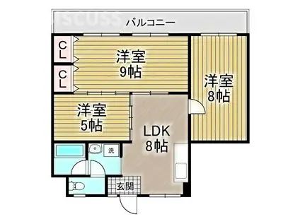 辰巳マンション(3LDK/4階)の間取り写真