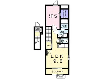 ドゥー・メゾン・ラフィネ(1LDK/2階)の間取り写真