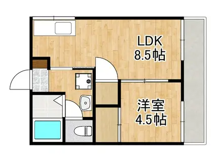 さくらアパート B棟(1LDK/2階)の間取り写真