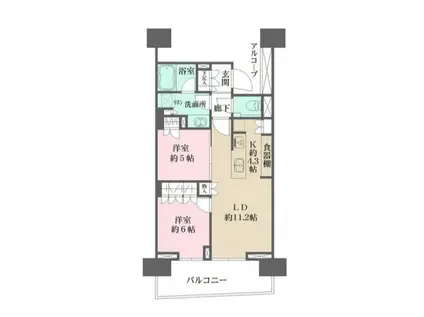 HARUMI FLAGSUN VILLAGE C棟(2LDK/10階)の間取り写真