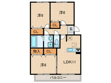 サンライズミナミ(3LDK/2階)の間取り写真