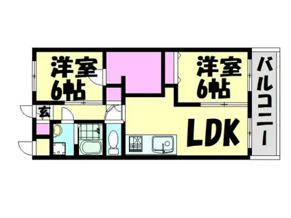 メゾン乙女通(2LDK/3階)の間取り写真