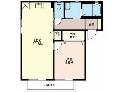 メゾン フィオーレ A セ(1LDK/2階)の間取り写真