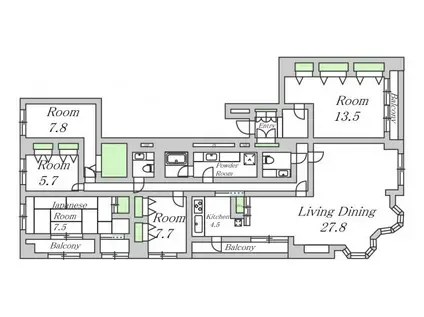 クライス上本町(5LDK/12階)の間取り写真