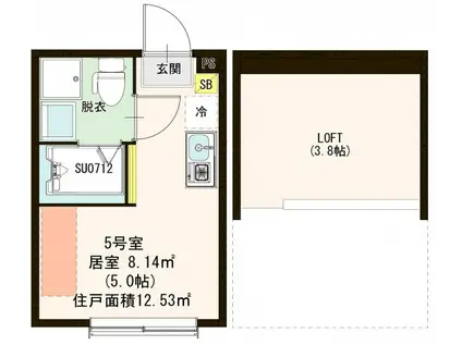 ケルシュージュ(ワンルーム/1階)の間取り写真